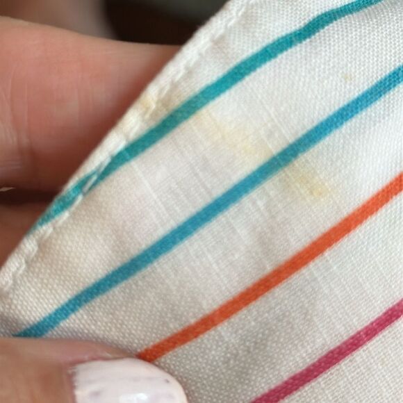 Vintage 70s You Babes Rainbow Vertical Striped High Waisted Cotton Pants - Picture 10 of 11